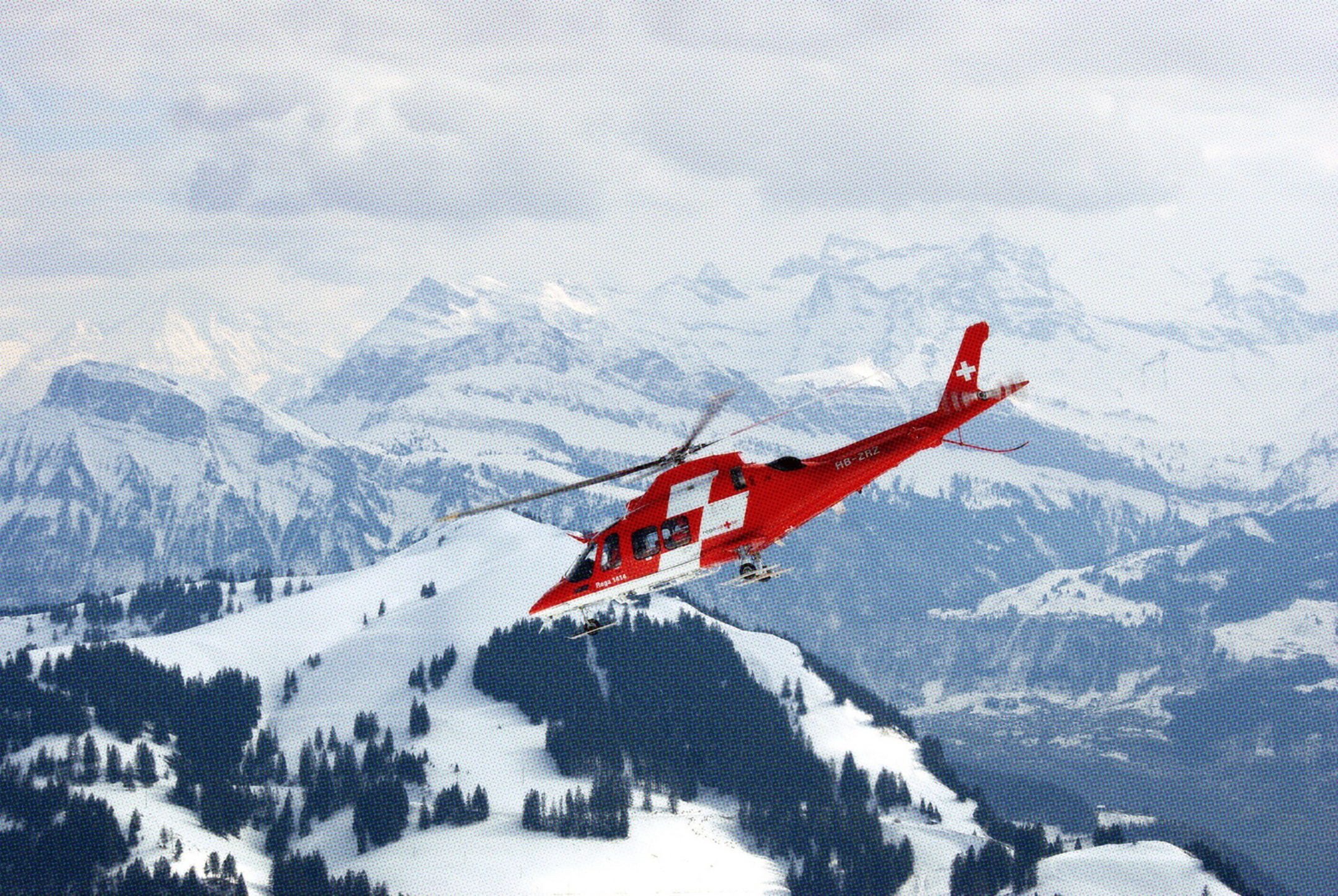 Helicopter over Snow