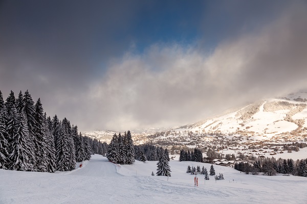 Downhill Ski Slope near Megeve in French Alps, France
