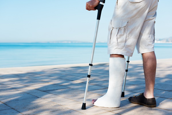 Injured man on holiday