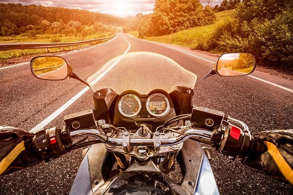 Motorbike riding on open road