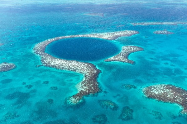 an arial view of the sea in Belize 